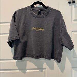 Good for Nothing Cropped Crewneck Dark Grey Horse Graphic Size Medium